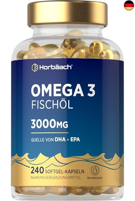 Omega 3 Kapseln Hochdosiert 3000mg pro Tagesdosis | Fischöl Supplement mit EPA 