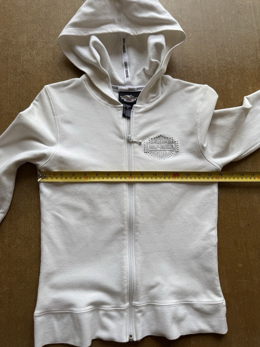 VTG Y2K Harley Davidson Rhinestones Biker Flames Zip Up Hoodie