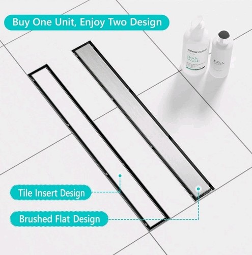 Neodrain 36-Inch Linear Shower Drain with Tile Insert, Brushed Stainless Steel - Picture 4 of 9
