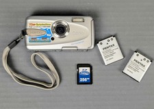 TESTED Pentax Optio W30 7.1MP Silver Digital Camera WATERPROOF w/2 Batteries, SD