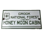 Vintage Forest Service Sign - Honey Moon Cabin Porcelain National Park Gas Sign