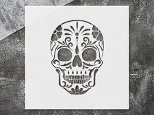 Skull with Flowers Halloween Custom Painting Stencil for Artistic Expression …