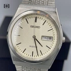 Vtg1988【N Mint/Box】 SEIKO Majesta 9533-7000 Silver Day/Date 35mm QZ Men's Watch