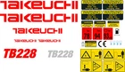 TAKEUCHI TB228 MINI DIGGER COMPLETE DECAL SET WITH SAFETY WARNING SIGNS