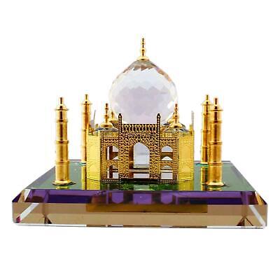 Glass Crystal Taj Mahal India Home Decoration Showpiece Gift Gold13 x 13 x  12 CM 