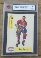 1958-59 Parkhurst #49 Doug Harvey Montreal Canadiens KSA 5