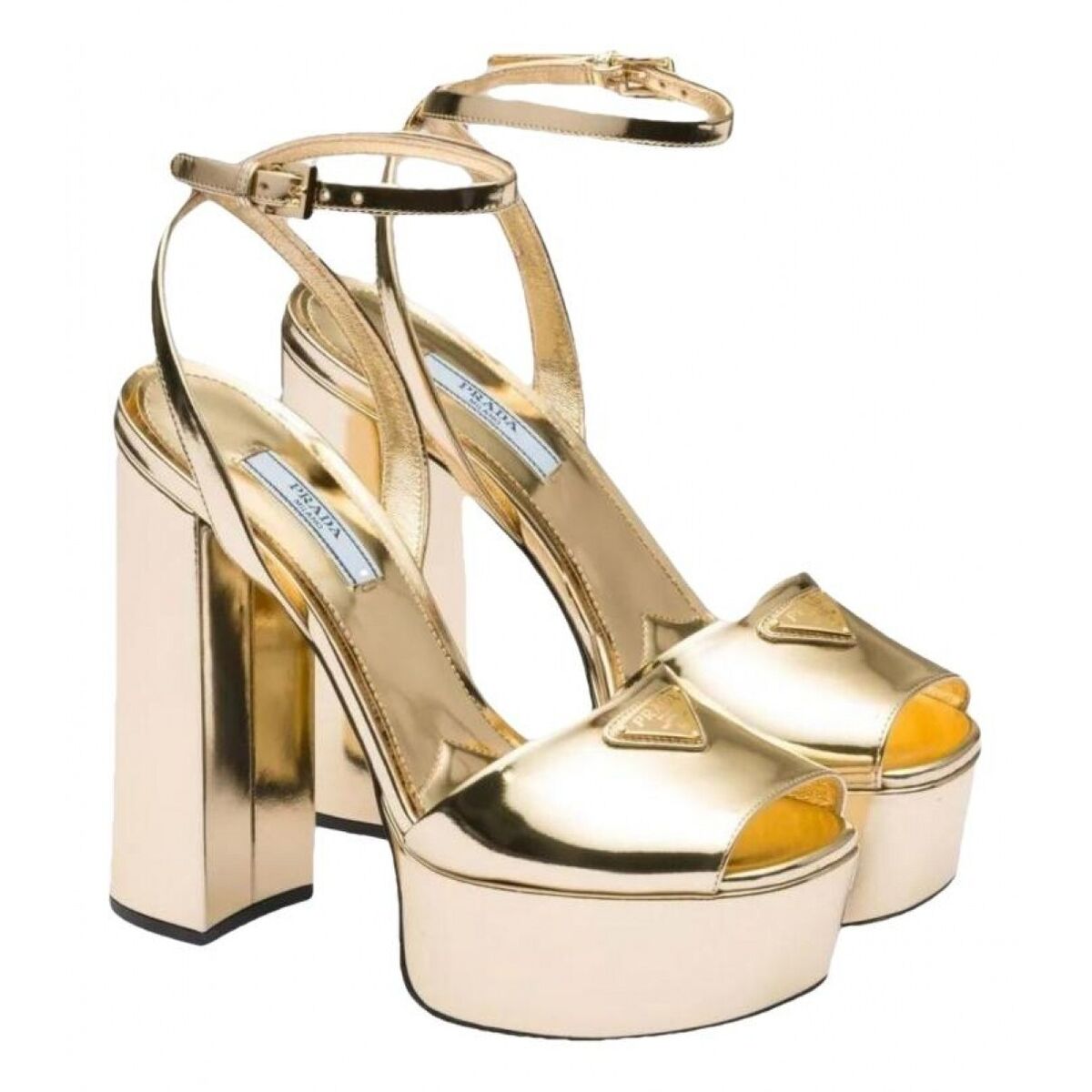 PRADA Plateau Metallic Peep-Toe Platform Pumps IT:41/US:11 PRADA Plateau Metallic Peep-Toe Platform Pumps IT:41/US:11
