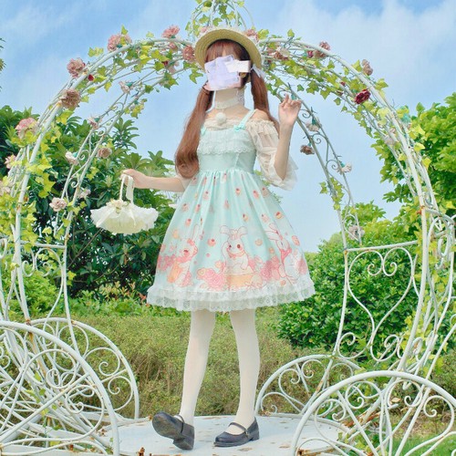 Cute Pleated Cosplay Women Girl Lolita Dress Kawaii Jumper Dress Lace Dress - Picture 5 of 11