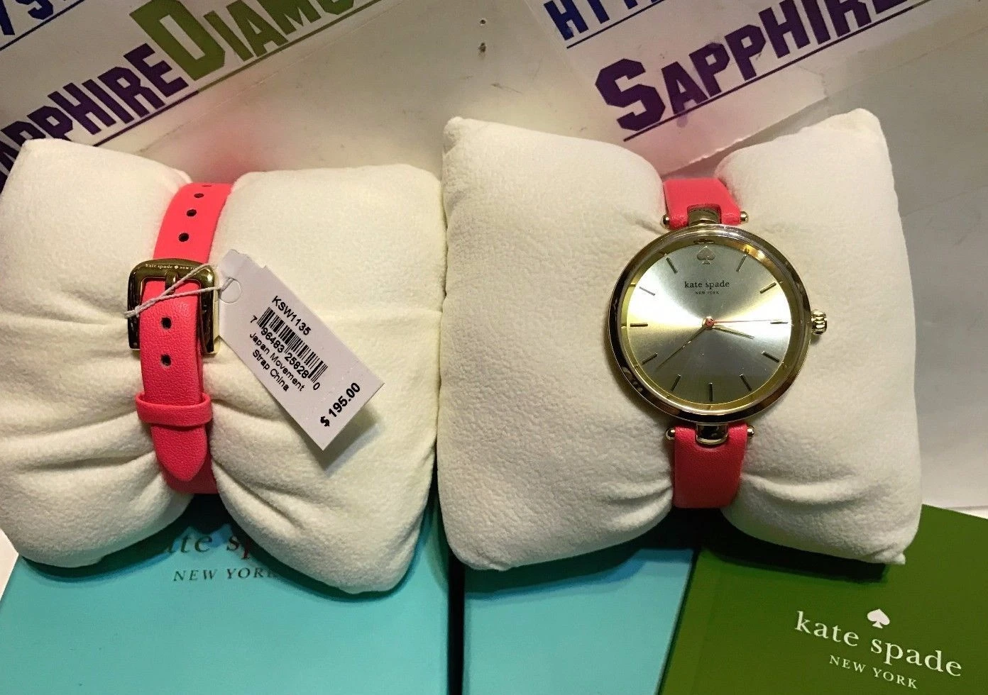 Orologio KATE SPADE Holland Neon Geranio Cinturino Pelle 34mm KSW1135 NUOVO!