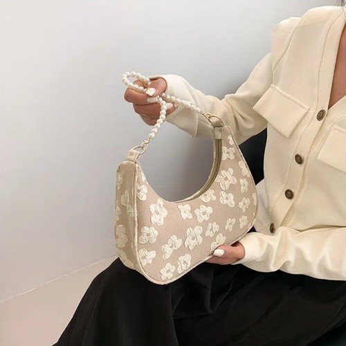 Metal Chain Shoulder Bag Flower Print Ladies Handbags Fashion Armpit Bag Women - Picture 10 of 18