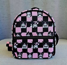 KUROMI BLACK AND PINK CHECKERED MINI BACKPACK