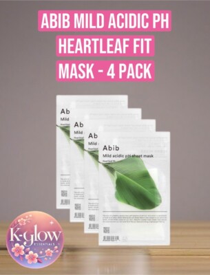 Abib Mild Acidic pH Sheet Mask   Heartleaf Fit 4 each - Authentic & U.S. Seller