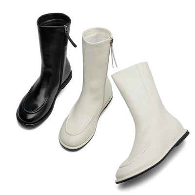 Ankle Boots 2024 New Genuine Leather Short Boots Women Flat Winter Fashion Boots