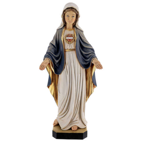 Statua legno "Sacro Cuore di Maria" dipinta Val Gardena - Foto 1 di 1