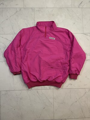 Vtg 80s 90s Hot Dogger Windbreaker Pink Neon 1/4 Zip Pullover Nylon Winter Coat