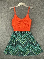 Kii Items In Your Closet Dress Womens M Med Orange Green Aztec A Line Sleeveless