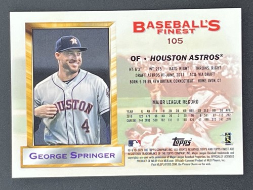 GEORGE SPRINGER 2020 Topps Finest Flashbacks #105 Houston Astros - Picture 2 of 2