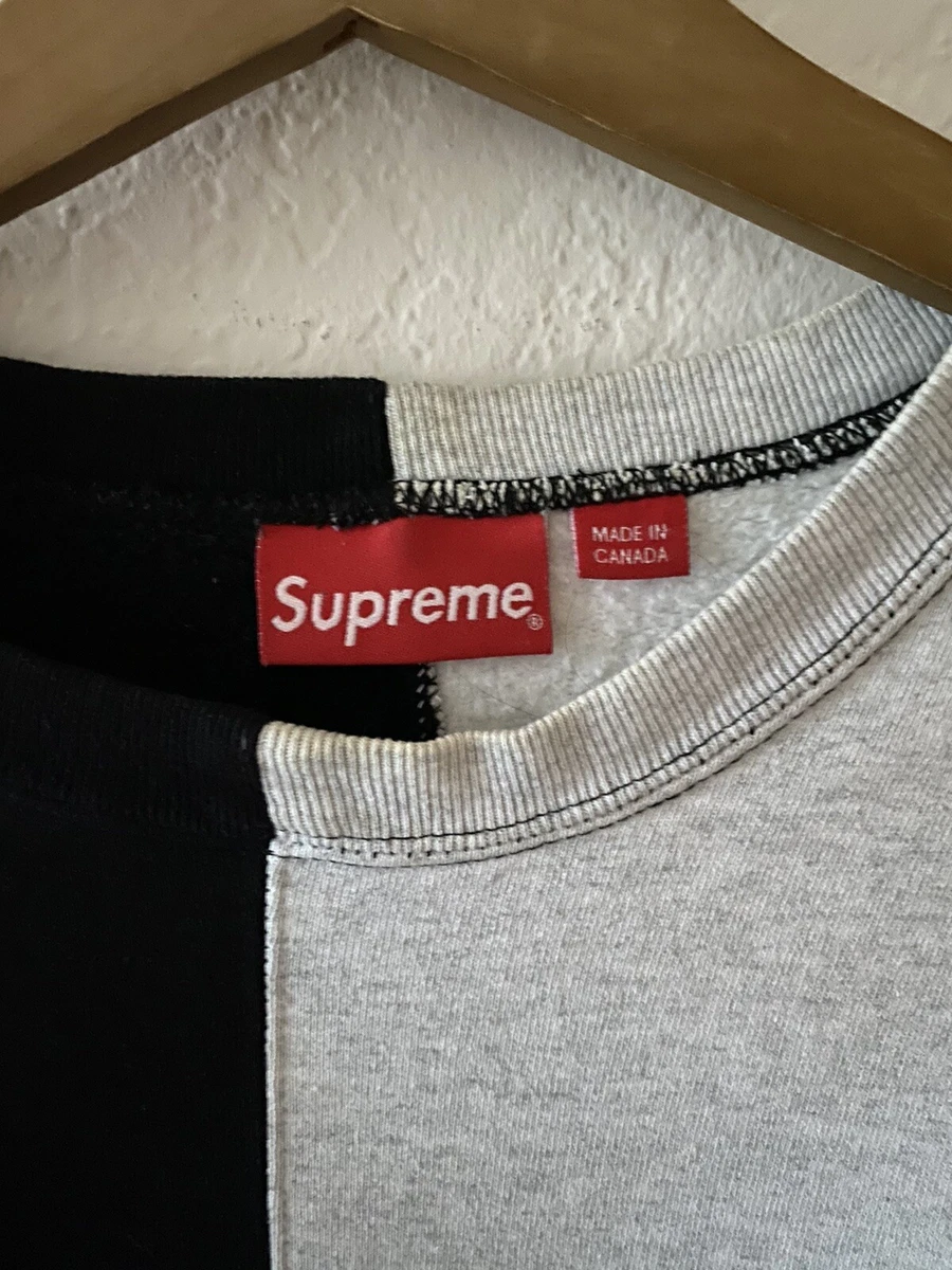 Supreme Split Gray Black Crewneck Sweatshirt FW18 EUC Size M