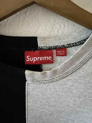 Supreme Split Gray Black Crewneck Sweatshirt FW18 EUC Size M Supreme Split Gray Black Crewneck Sweatshirt FW18 EUC Size M