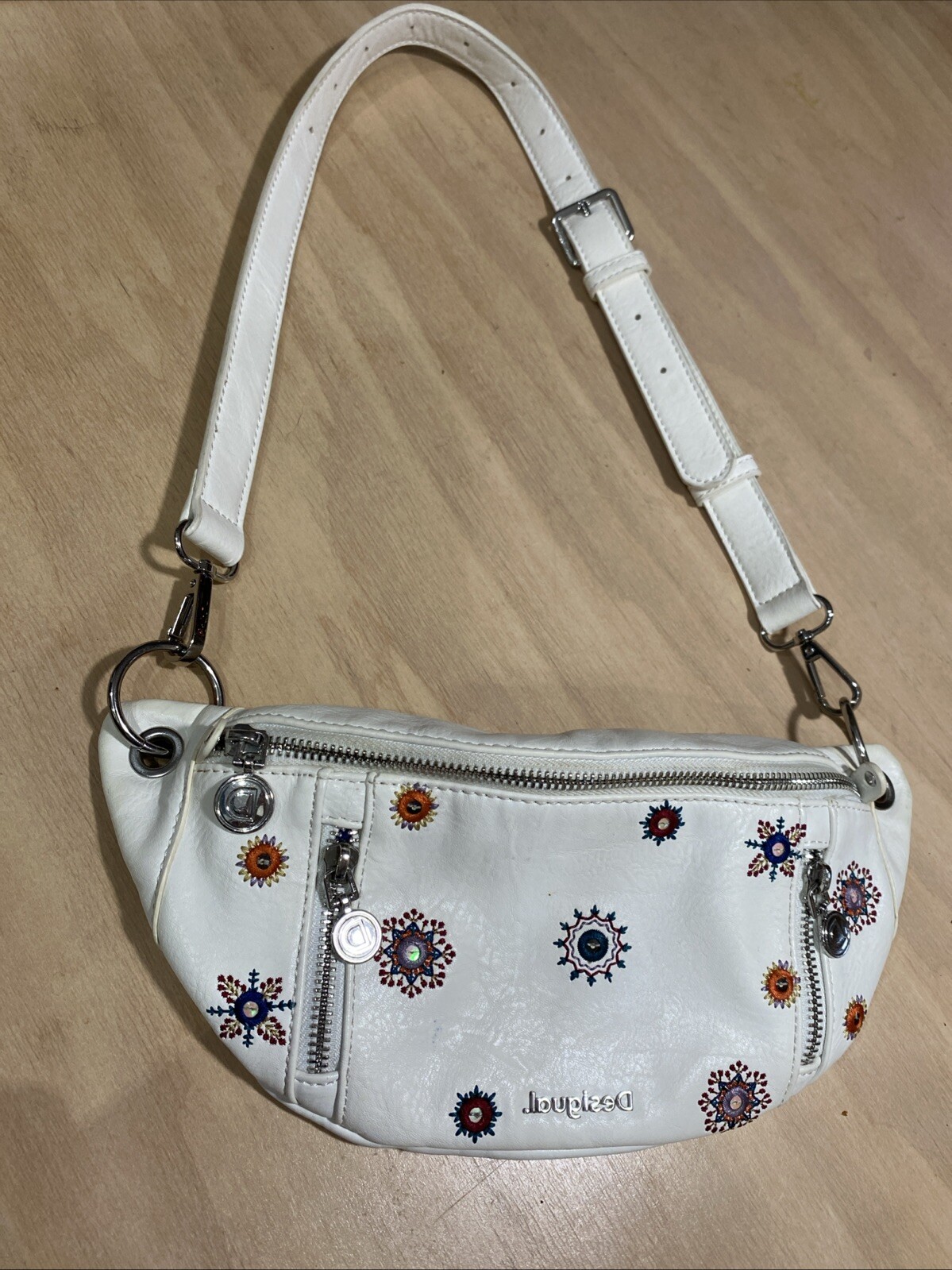 Desigual White Sling Bag Floral Vegan Fanny Pack Crossbody