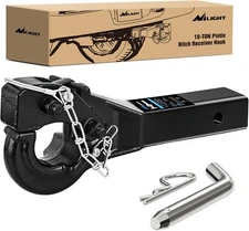 Nilight 10-TON Pintle Hitch for 2-Inch Receiver Hook Military Receiver 20000LBS