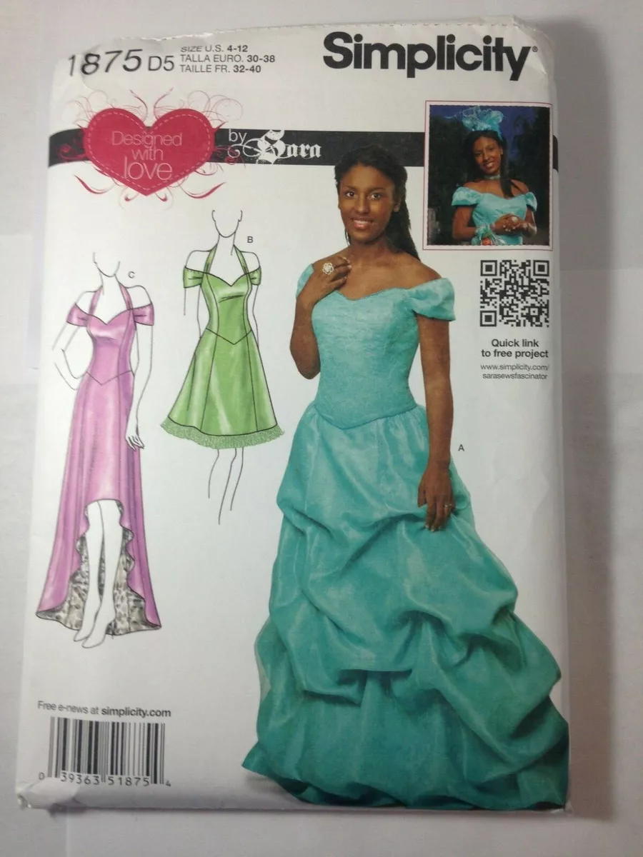 Simplicity 3878 Strapless Ball Gown Dress with Tulle Skirt Misses 4 12  Pattern | eBay