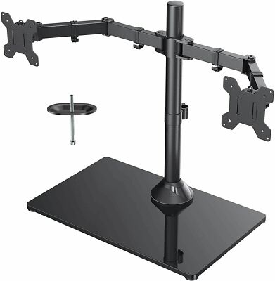 Dual Monitor Stand for 13  to 27  Screens,Free Standing Adjustable Monitor Mount