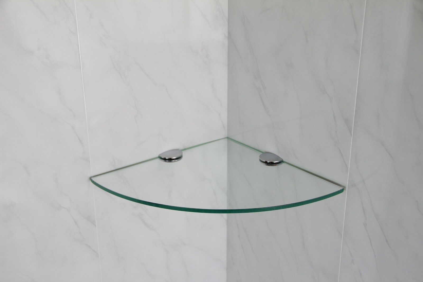 Glass Corner Shelves Wall Mounted Clear with Various Chrome Finish