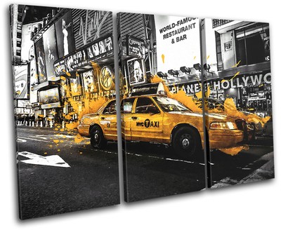 Yellow Taxi Cab Car New York NYC City TREBLE CANVAS WALL ART Picture ...