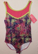 Capezio Future Star Girl's Pink/Purple/Green Sleeveless Leotard, LARGE
