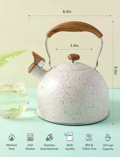 Whistling Stainless Steel Belanko Tea Pot 2.6 Qt. 2.5 L Tea Kettle for Stove Top - Picture 7 of 10