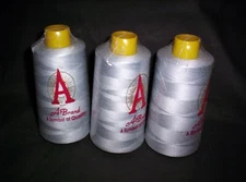 3ea THREAD Light GRAY #413 COTTON LOOK POLYESTER Multipurpose 6000yd New/ Sealed