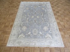 5'11 x 8'10 Hand Knotted Gray Bamboo Silk Oushak Oriental Rug G15336