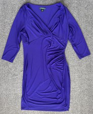 Lauren Ralph Lauren Ruched Dress 16 Excellent Plum Purple Slit Cocktail