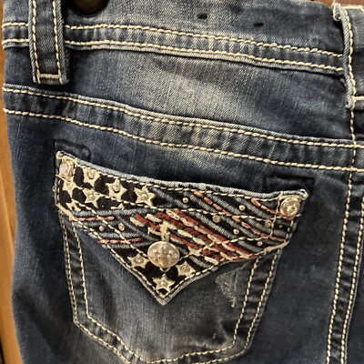 Miss Me Women's Low Rise Jeans 30 Patriotic Stars & Stripes Miss Me Women's Low Rise Jeans 30 Patriotic Stars & Stripes