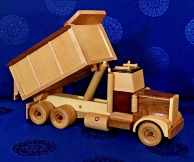 Dump truck large 14  crafted from wood decorative  kids room toy or decoration
