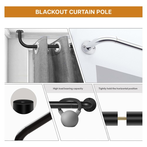 Blackout Extendable Metal Curtain Pole 28mm Rod Includes Rings Fittings Brackets - Picture 14 of 21