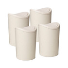 Superio Eco-Friendly Bathroom Trash Cans with Curved Lid (4 Pack) Modern 6 Liter