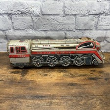 Vintage Silver Streak Tin Toy Train Lithograph 1960's Large 6682 Engine