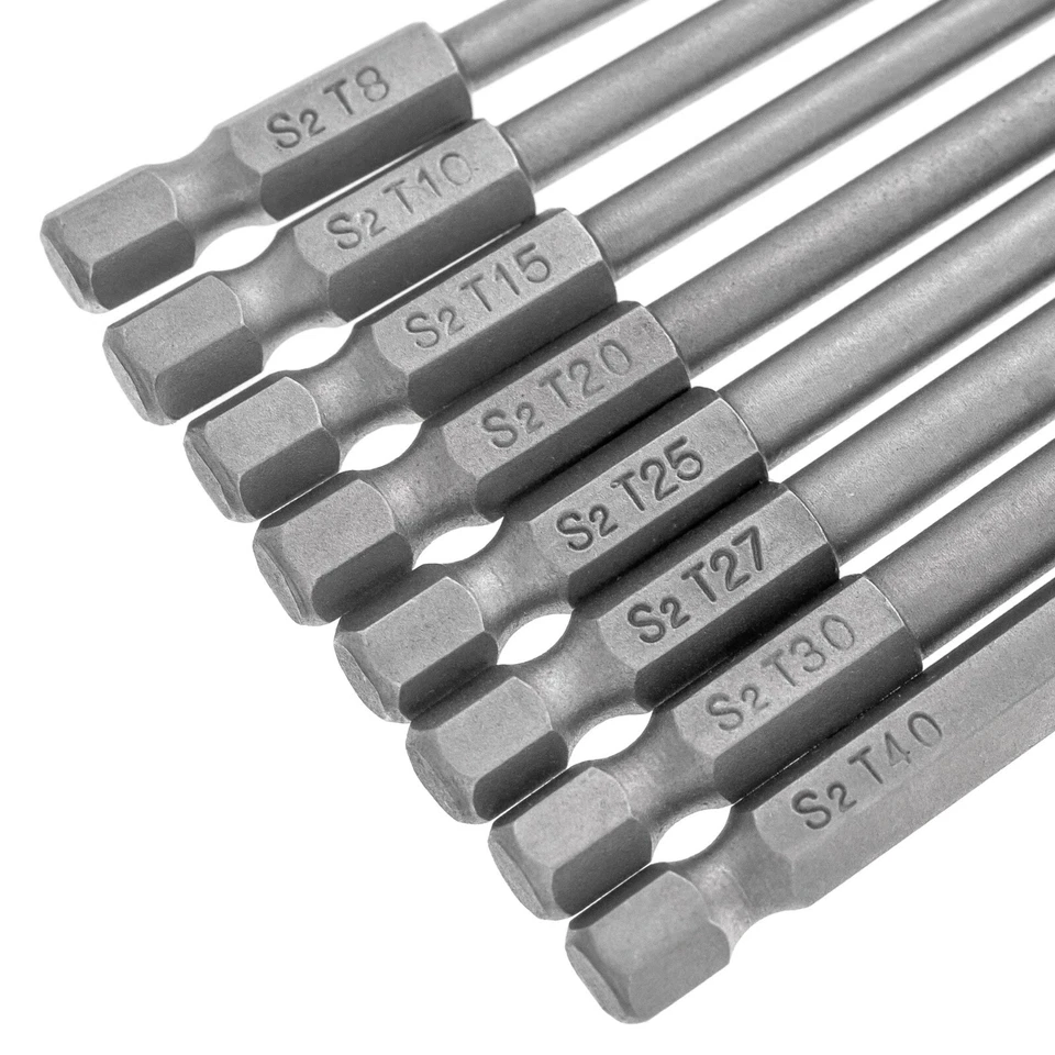 8pcs 150mm T8 - T40 Security Torx Hex Bit Magnetic Head Tamper Proof Tool Kit - Image 4 of 4