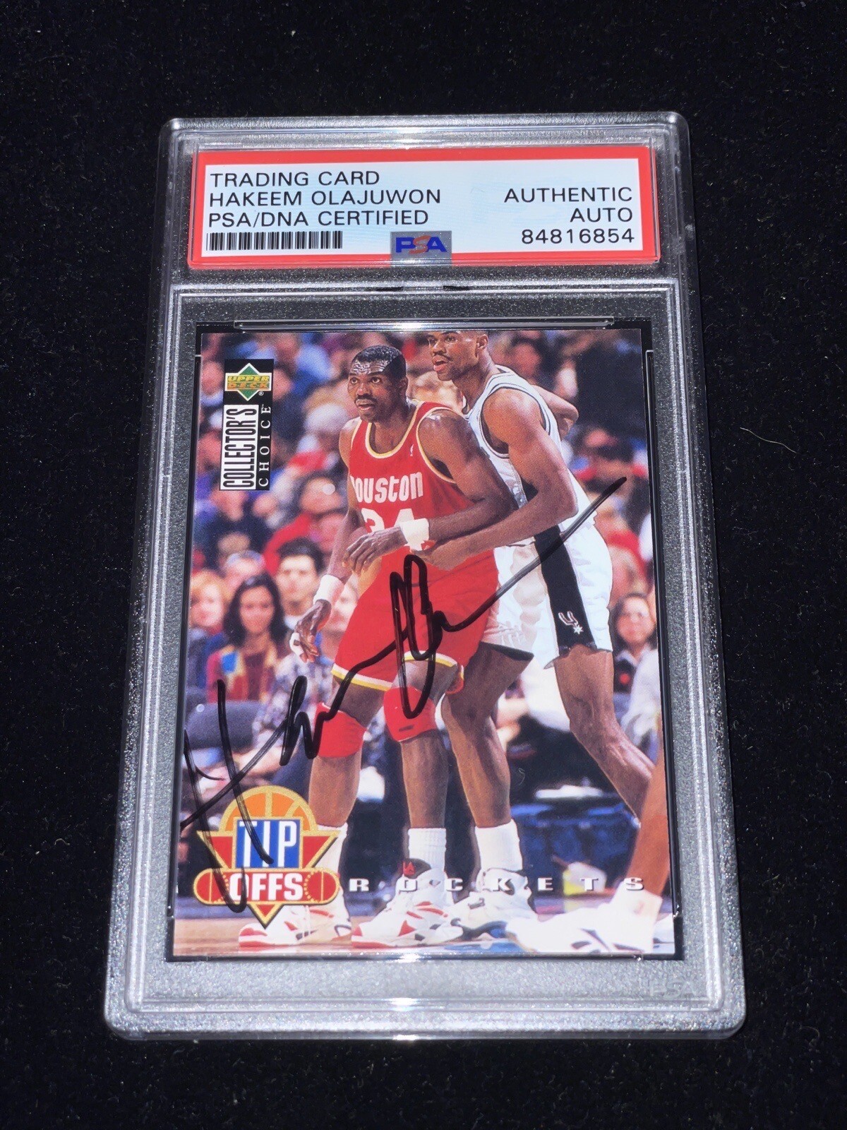 Hakeem Olajuwon Signed Rockets White M&N Hardwood Classic Swingman