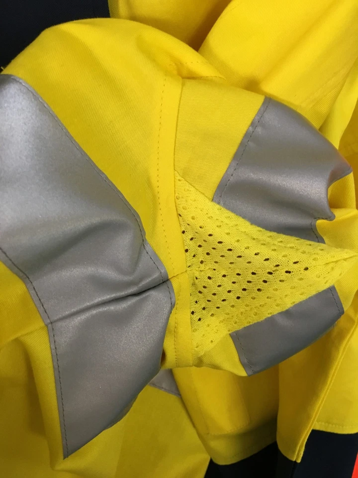 5 pack Hi Vis Work Shirt vent Cotton drill CR 3M Tape WorkWEAR long sleeves - image 4 of 4