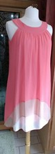 Enfocus Studio Halter Dress Salmon, Tan and White Color Block Women's Size 6
