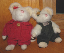 2 VTG 90's Boyds Bears Archive Collection White Mice Colby  Monterey Mouse tag