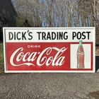 Vintage 1968 Coca Cola Dick’s Trading Post Bottle Metal Sign 6’x3’