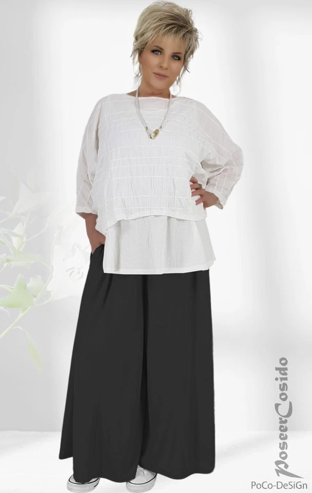 PoCo LAGENLOOK Marlene-Hose Hosenrock schwarz 46 48 50 52 54 56 58 L-XL-XXL-XXXL - Bild 3 von 4