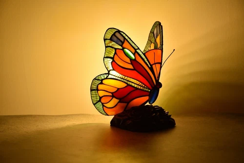 Tiffany Table Lamp Butterfly Style Stained Glass Lamp Bedside Lamp 8" H