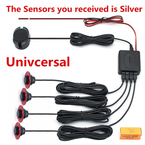 4 Parking Sensor Car Rear Reverse Backup Radar System Sound Alarm Kit Adjustable - Picture 4 of 19