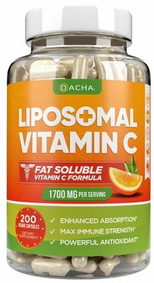 Natural Liposomal Vitamin C - 1700mg, 200 Capsules, Immune System & Collagen ...