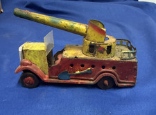 Vintage japan tin fire tank truck 6 inch rainbow tyedye color D1